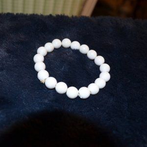 Unknown Source Ceramic Beads White Radiant Elastic Bracelet